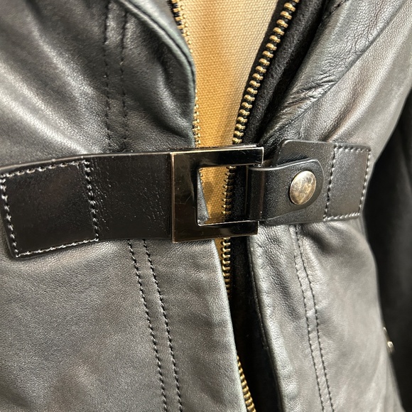 Leather and wool blend coat - Picture 6 of 12